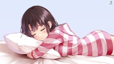 Аниме девушка спит обняв подушку - живые обои для Wallpaper Engine